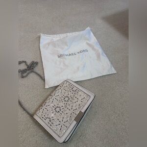 Michael Kors Cream Floral Cutout Crossbody Bag